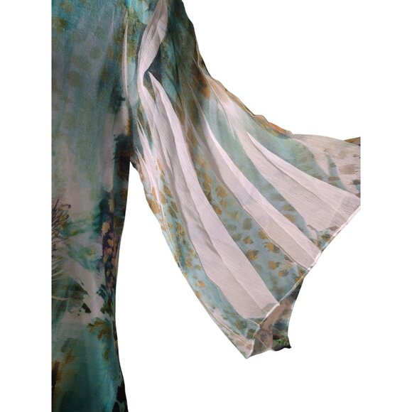 Cal Style Y2K Women's Peacock Fairy Knit Top M Boho Sharkbite Studded Artsy USA - Picture 3 of 7